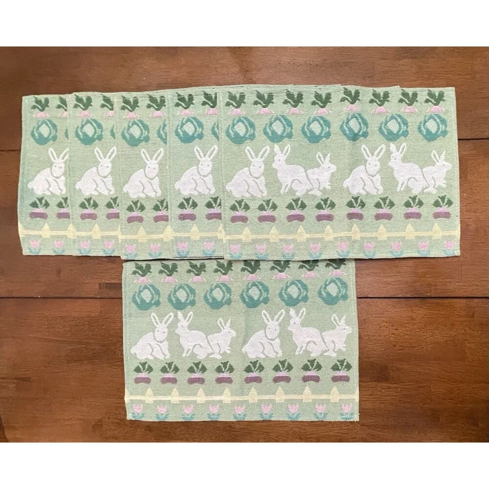 Set of 6 Tapestry Placemats Easter Bunny Garden 18
